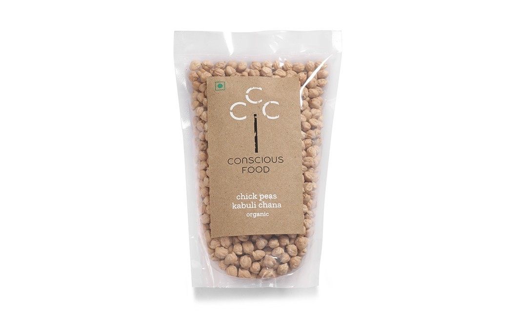 Conscious Food Chick Peas Kabuli Chana Organic   Pack  500 grams